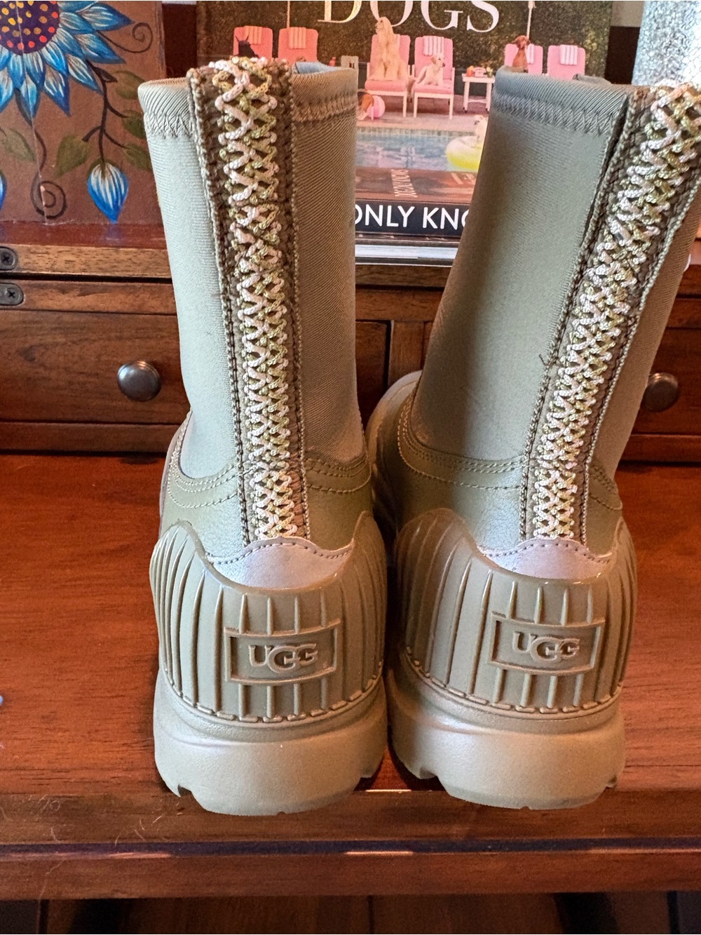 UGG Women's Front-Zip Chunky Rain Boots in Olive Green - Picture 4 of 10